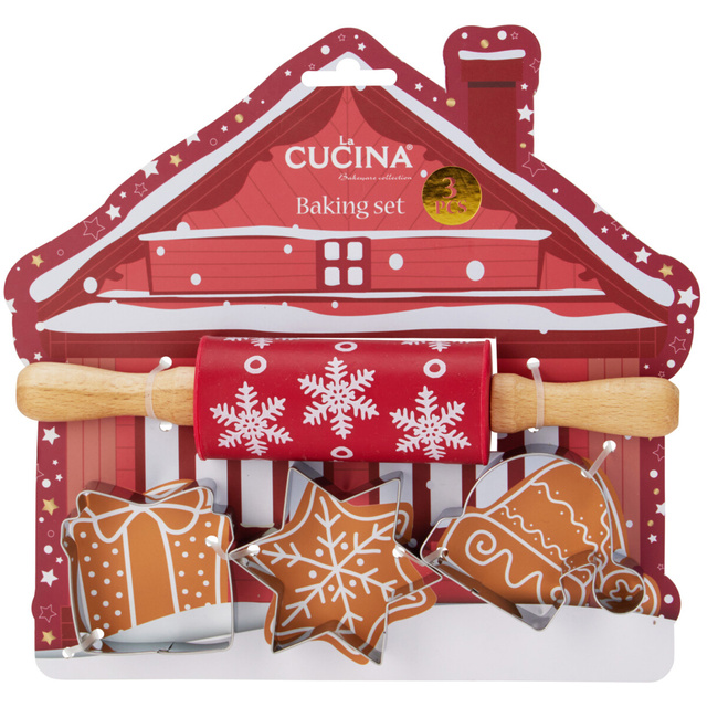 Set de copt pentru copii TIVOLA, mini sucitor cu model de fulgi de zăpadă + 3 forme, model 1