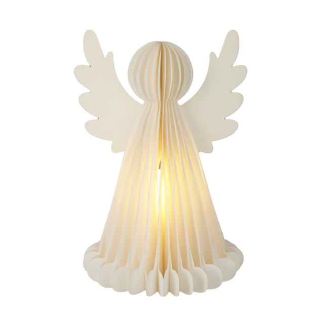 Decorație de Crăciun strălucitoare, înger din hârtie cu 6 LED-uri
