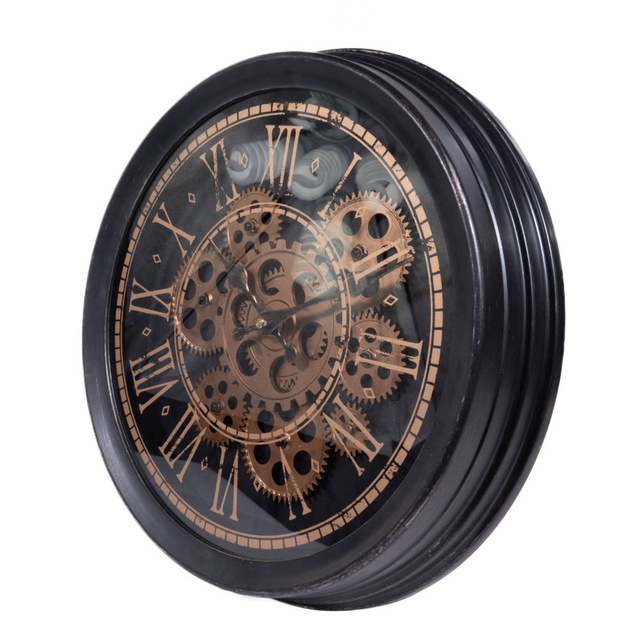 Ceas de perete, mansardă, cu mecanism vizibil