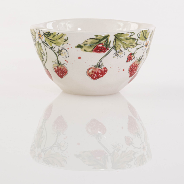 Bol ceramic pentru supa Strawberry, model capsuni, 540 ml