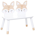 Bancuta pentru copii Vulpea, cu picioare din lemn de pin, 56 x 28 x 52,5 cm