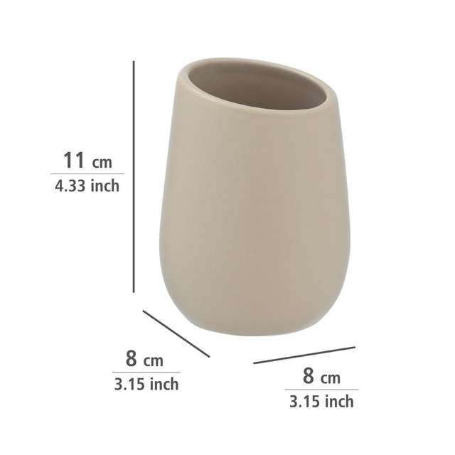 Pahar ceramic pentru periuțe de dinți BADI, gri, Wenko