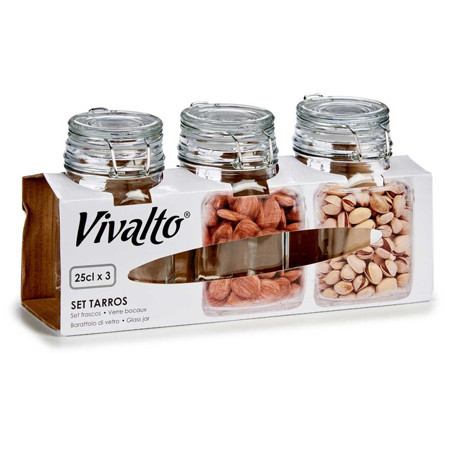 Set 3 borcane din sticla pentru condimente, 250 ml