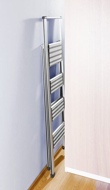 Scară din aluminiu, cu 4 trepte, WENKO, gri