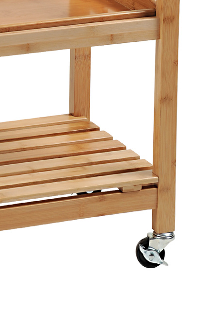 Cărucior de bucătărie cu tavă detașabilă și coș pentru legume, bambus, Kesper