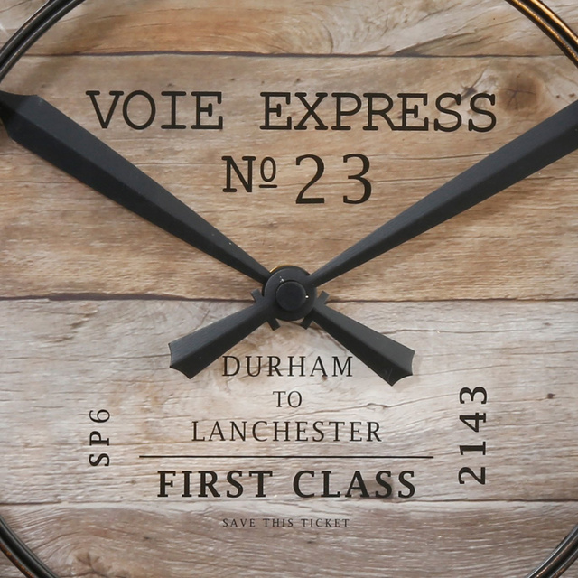 Ceas de perete Vintage, MDF, Diametru 39 cm, Negru/Maro