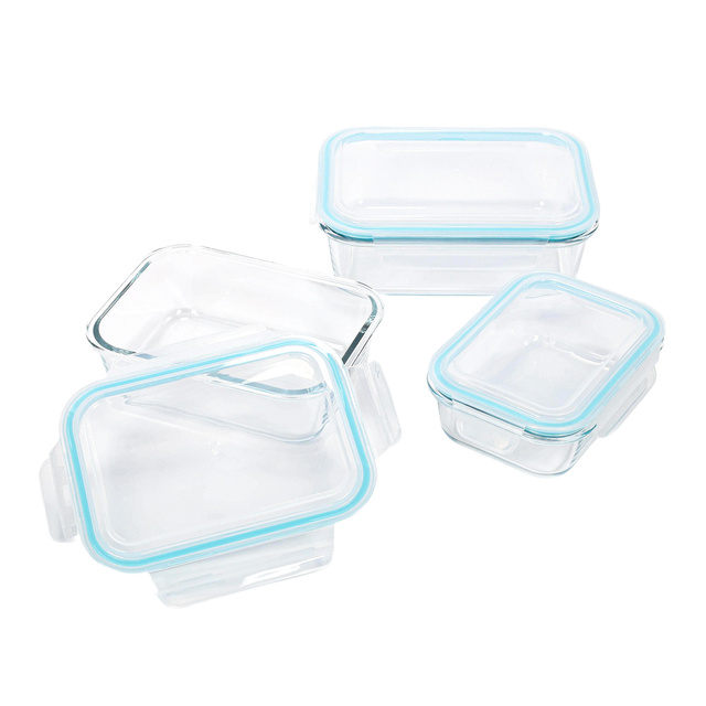 Organizatoare de sticlă pentru alimente cu capace, 3 bucăți