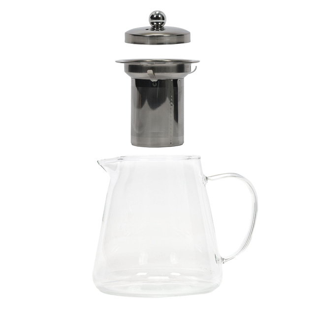 Ceainic cu infuzor, din sticla si transparent.