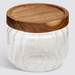 Recipient din sticlă pentru alimente HARMONY cu capac din lemn, 300