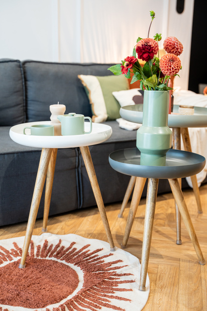 Masa Masdour, set 3 bucati, picioare din lemn