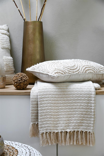 Pătură de bumbac cu franjuri, 125 x 150 cm, BALMA