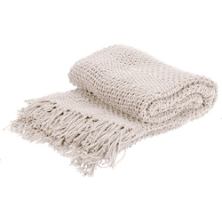 Cuvertura de pat din bumbac cu franjuri, 130 x 170 cm