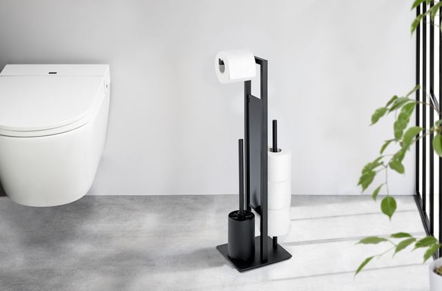 Suport pentru hârtie și perie de toaletă Rivalta, WENKO, negru