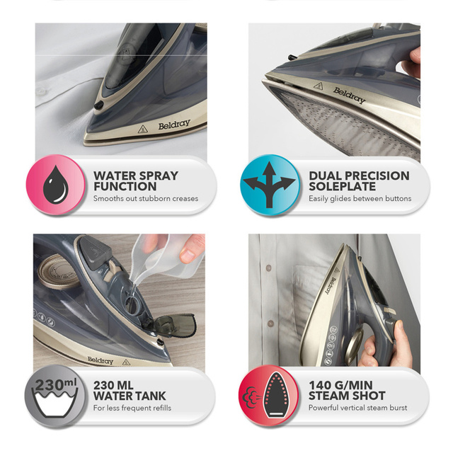 Fier de călcat cu abur Beldray 2600W, 140 g/min