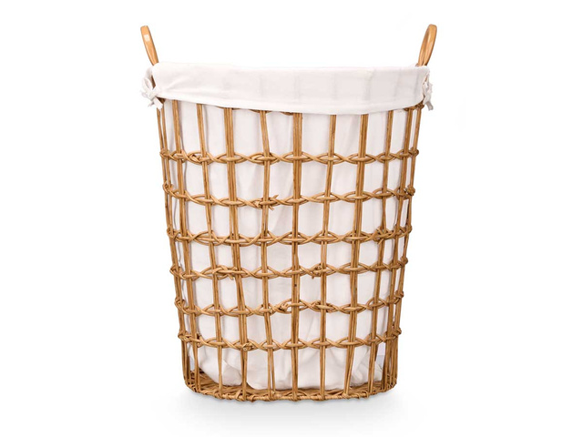 Coș de rufe cu inserție din material textil și mânere, 58 cm