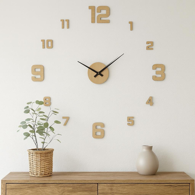 Ceas de perete 3D TETI, autoadeziv