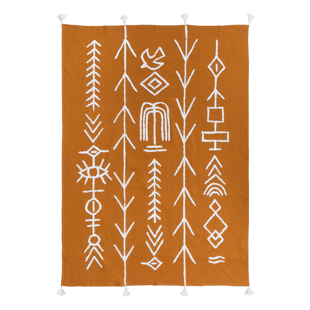 Cuvertura de pat din bumbac SOLEYA, ocru, 130 x 180 cm