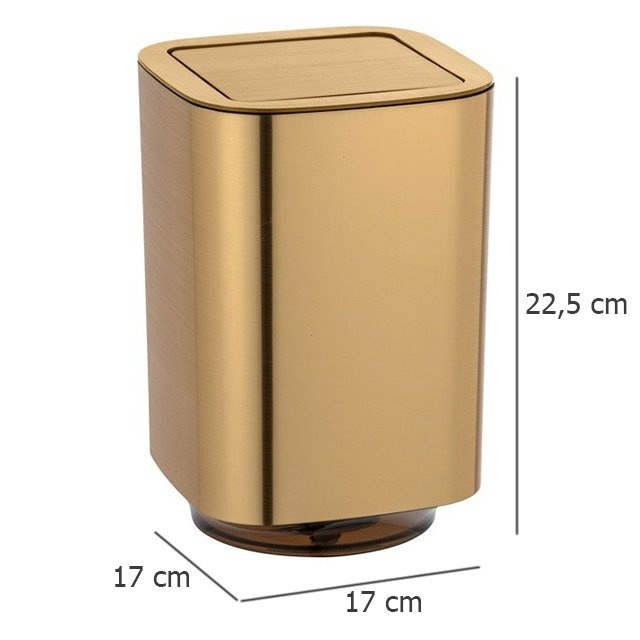 Coș de baie AURON cu capac rotativ, auriu, WENKO