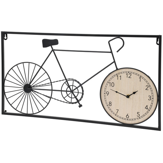 Decorațiune de perete metalică bicicletă retro și ceas, 60 x 32 x 5 cm