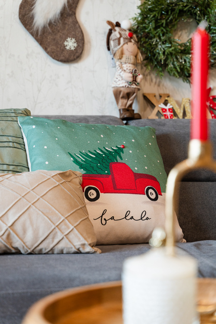 Perna decorativa de Craciun, OFF WHITE, 45 x 45 cm