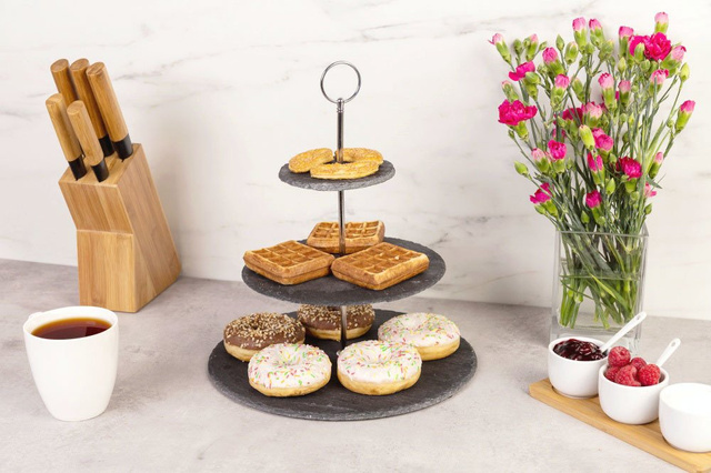 Tavă din piatră pentru prăjituri și gustări, 3 niveluri