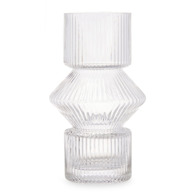 Vaza din sticla, canelata, 9,5 x 16,5 cm