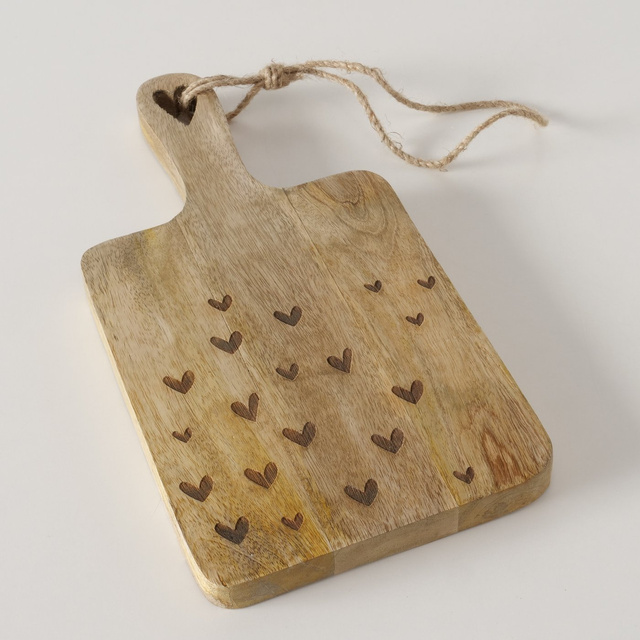 Placa de taiere din lemn de mango, inimioare, LOVELYN