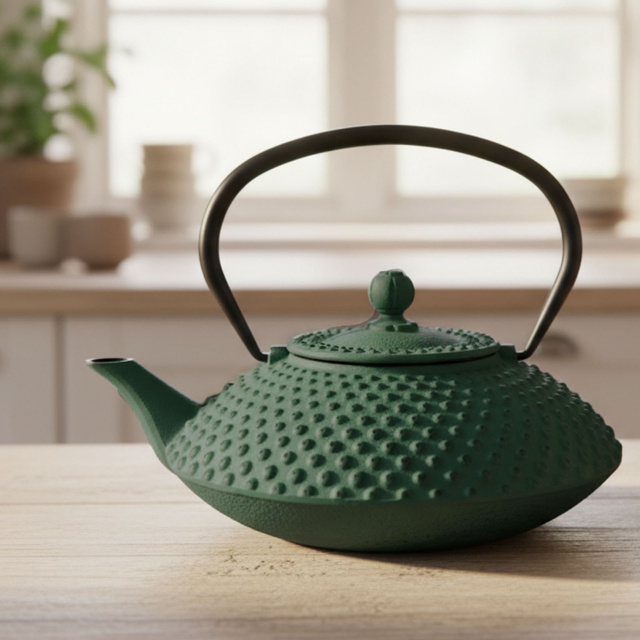 Ceainic din fontă cu infuzor MIKA, 1250 ml, verde închis
