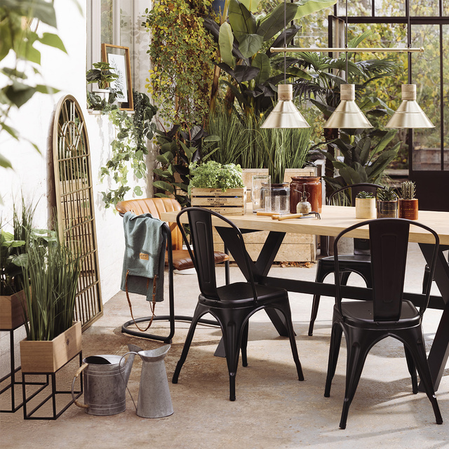 Set 2 suporturi pentru plante Bota dreptunghiulare, MDF și metal