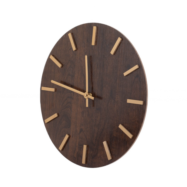 Ceas de perete cu cadran minimalist imitand lemnul, MDF, Ø 40 cm