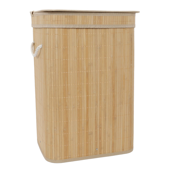 Coș de rufe din bambus cu capac, 80 l