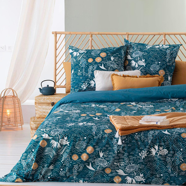 Ceainic din fonta, cu infuzor din inox detasabil, Albastru, 1 L