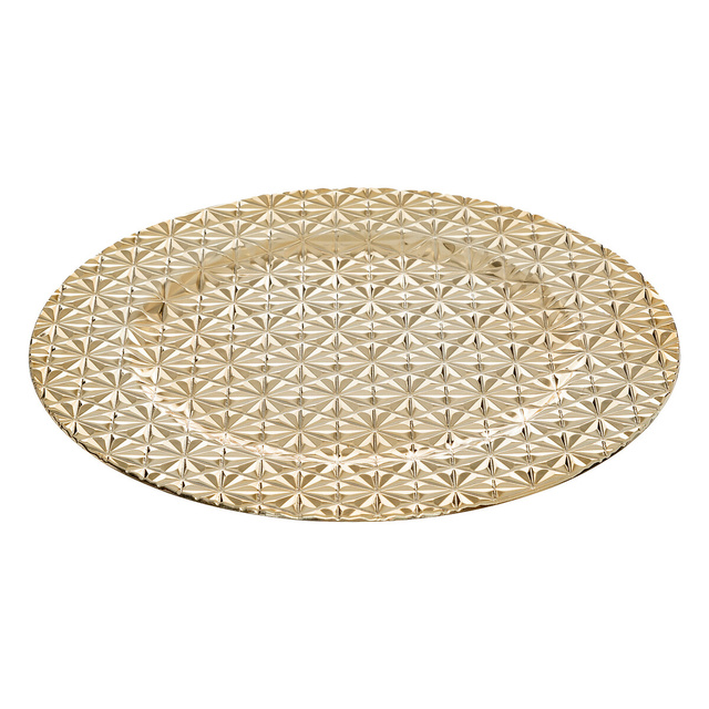 Suport pentru farfurie cu model geometric, auriu, Ø 33 cm