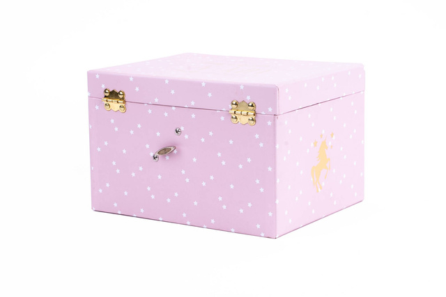 Cutie de bijuterii muzicala cu oglindă,Roz