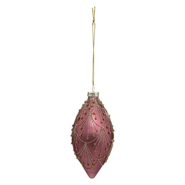 Globuri in forma de lacrimi cu ornament auriu, 13 cm, 3 buc.