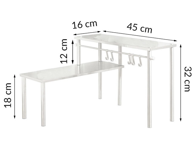 Raft de bucătărie colțar, 2 niveluri