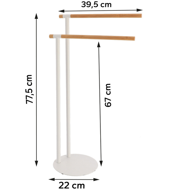 Suport pentru prosoape cu două brațe MAT, 77,5 x 39,5 x 22 cm
