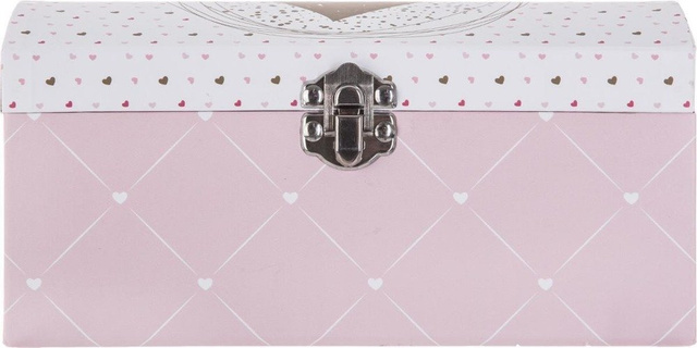 Caseta pentru bijuterii, Alb/Roz, 20x10x12 cm