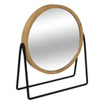 Oglindă de machiaj cu ramă din bambus, măritoare, rotativă