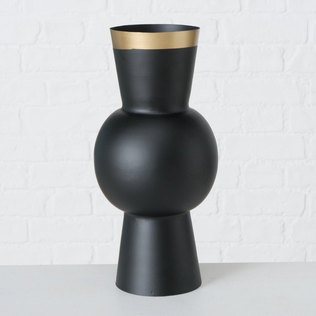 Vaza Varnjo, negru cu decor auriu, 30 cm