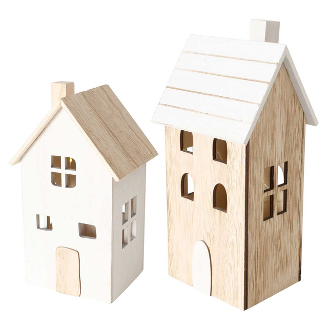 Decor lemn cu iluminat, 2 case, ALDEA