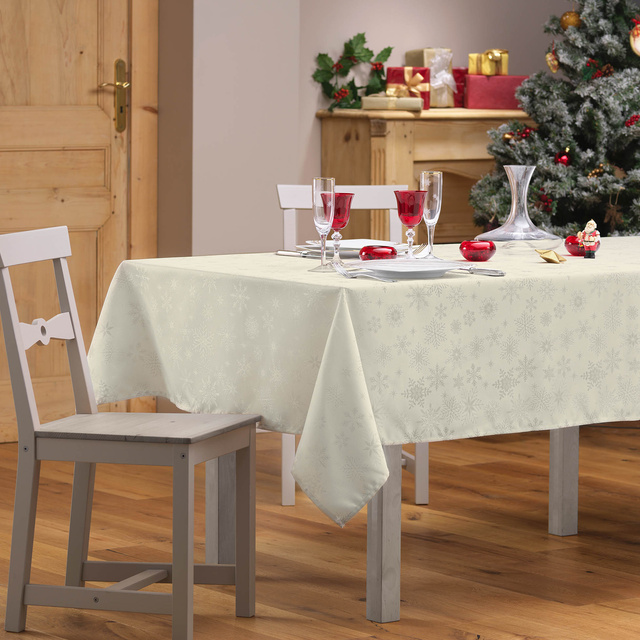 Fata de masa Jacquard de Craciun, FLOCONS, 140 x 300 cm