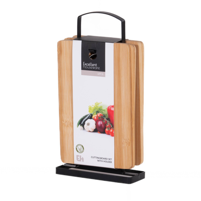 Tocatoare din bambus, 5 bucati cu suport