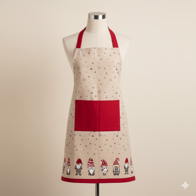Șorț de bucătărie din bumbac cu motiv sărbătoresc, 84 x 60 cm