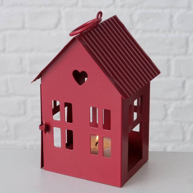 Lanterna metalica in forma de casa, ALAMO, 14 si 25 cm