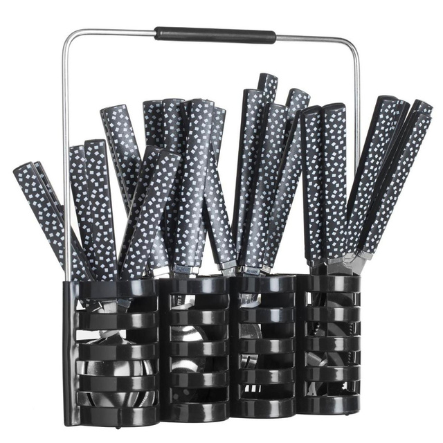 Set tacâmuri pentru 6 persoane cu suport, inox