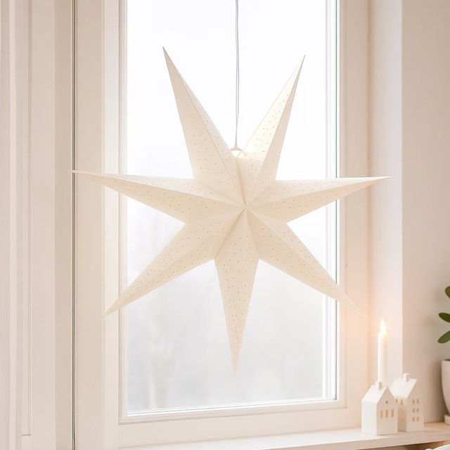 Stea decorativă din bambus pentru fereastră, KASSINA, Ø 40 cm, albă