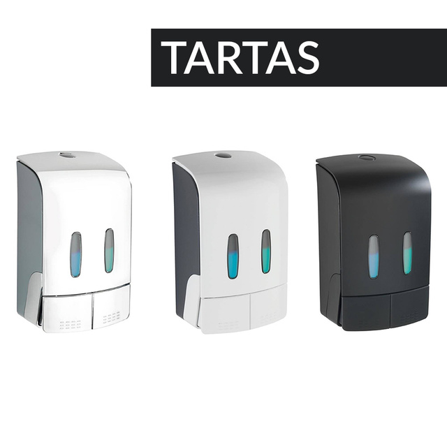 Distribuitor de sapun si dezinfectant TARTAS, cu doua camere, 960 ml, alb, Wenko