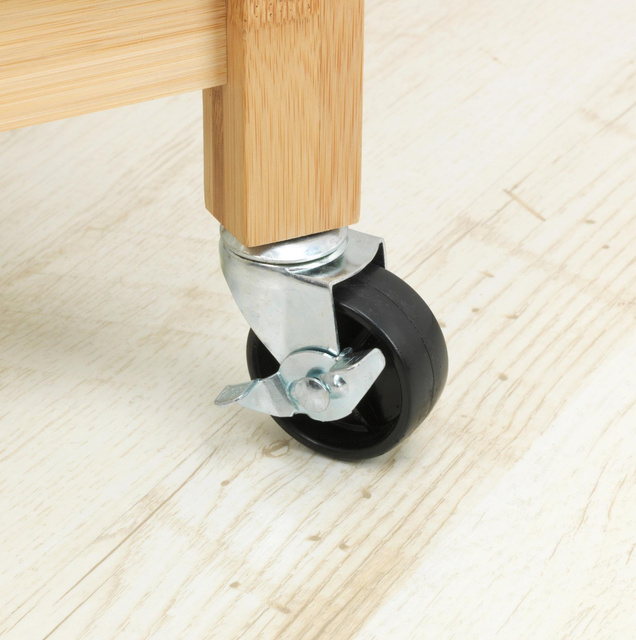 Cărucior de bucătărie pe roți FINJA, lemn de bambus si MDF, Alb, WENKO