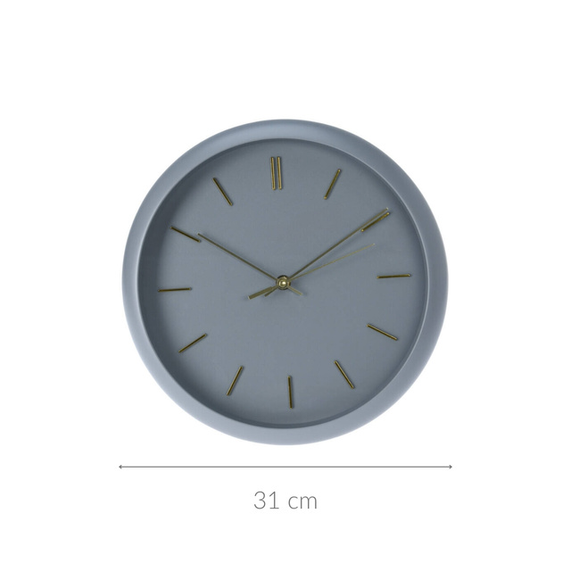 Ceas de perete modern, cu ace aurii, Ø 31 cm